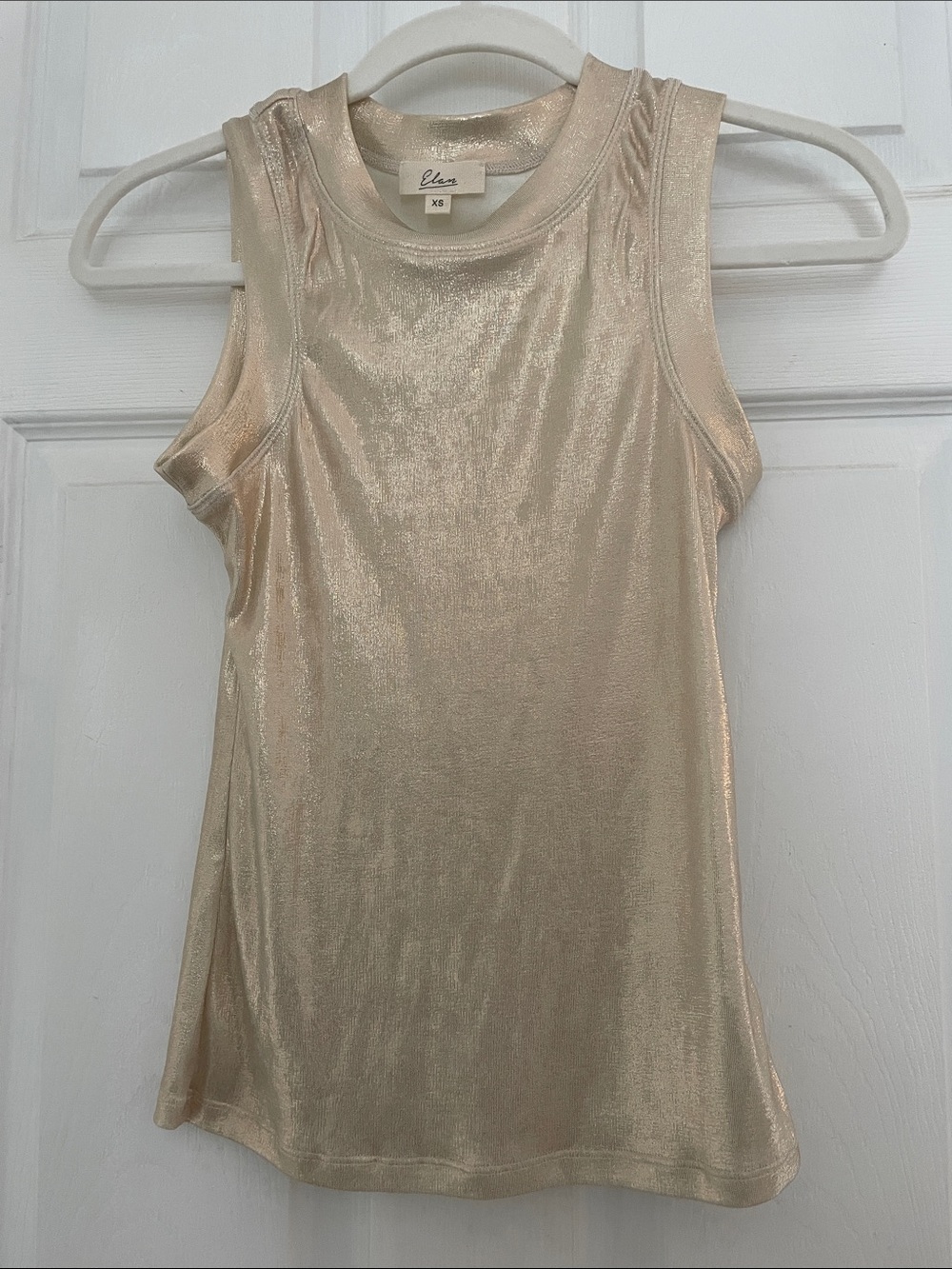 Elan Shimmery Cream Metallic Tank Top
